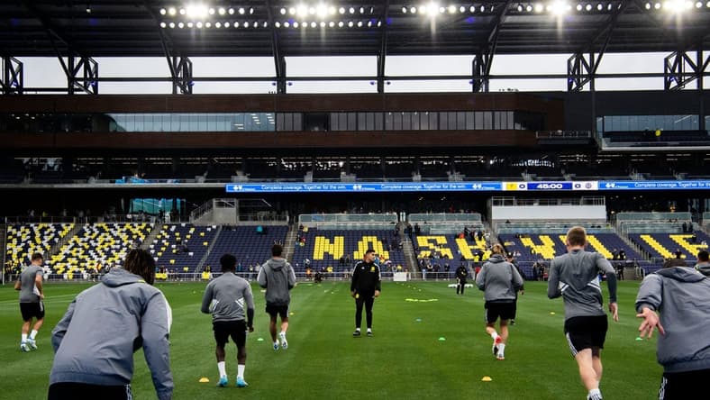 Nashville SC   s sprint during practice inside at GEODIS Park  in Nashville, Tenn., Tuesday, April 12, 2022.

Stadiium Tour 019