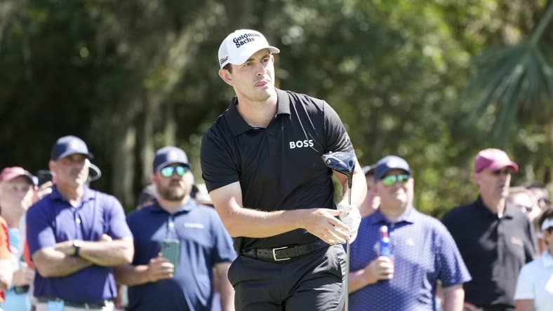 Apr 15, 2022; Hilton Head, South Carolina, USA; Patrick Cantlay watches hits his tee shot on the 9th hole during the second round of the RBC Heritage golf tournament. Mandatory Credit: David Yeazell-USA TODAY Sports