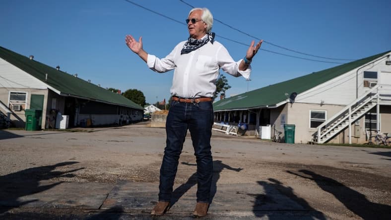 Trainer Bob Baffert paid a day-after visit to Authentic, winner of the 2020 Kentucky Derby. The win was a record-tying sixth victory for Baffert. The next Kentucky Derby is on May 1 at Churchill Downs. 
 Pat McDonogh / Courier Journal
Trainer Bob Baffert paid a day-after visit to Authentic, winner of the Kentucky Derby. The win is a record-tying sixth victory for Baffert. Sept. 6, 2020

Af5i0688