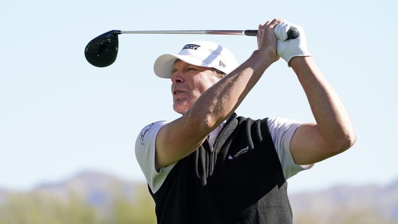 Feb 5, 2021; Scottsdale, Arizona, USA; Steve Stricker plays his tee shot on the third hole during round two of the Waste Management Phoenix Open at TPC Scottsdale. Mandatory Credit: Rob Schumacher-Arizona Republic

Pga Wm Phoenix Open Round Two