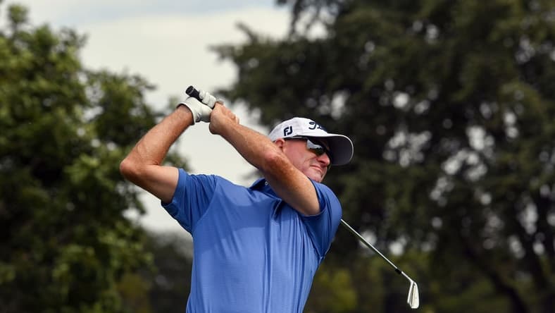 Steve Flesch tees off during the final round of the Sanford International golf tournament on Sunday, September 19, 2021, at the Minnehaha Country Club in Sioux Falls.

Sanford International Finals 010