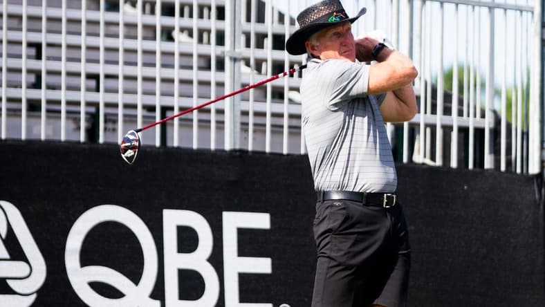 Greg Norman takes a swing during the QBE Shootout Pro-Am on Wednesday, Dec. 8, 2021 at the Tibur  n Golf Club in Naples, Fla.

Ndn 20211208 Qbe Shootout Pro Am 0100
