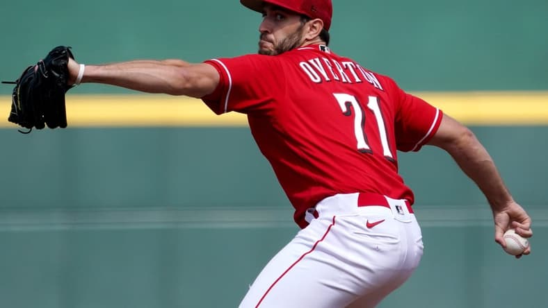 Cincinnati Reds non-roster invitee pitcher Connor Overton (71) delivers during a spring training game against the San Francisco Giants, Sunday, March 20, 2022, at Goodyear Ballpark in Goodyear, Ariz.
San Francisco Giants At Cincinnati Reds March 20 0158