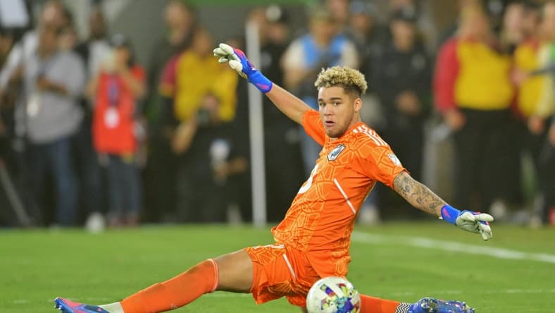 May 1, 2022; Los Angeles, California, USA; Minnesota United goalkeeper Dayne St. Clair (97) tries to block a shot during the second half against Los Angeles FC at Banc of California Stadium. Mandatory Credit: Jayne Kamin-Oncea-USA TODAY Sports