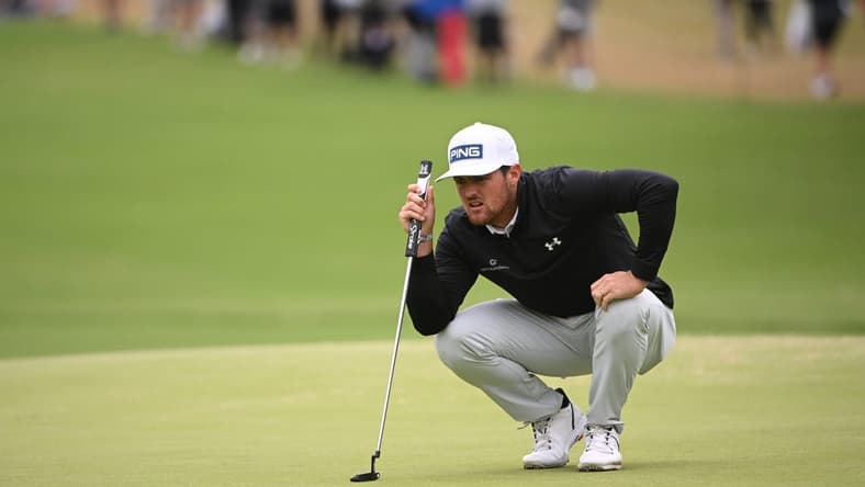 May 21, 2022; Tulsa, OK, USA;  Mito Pereira on the 7th green during the third round of the PGA Championship golf tournament at Southern Hills Country Club. Mandatory Credit: Orlando Ramirez-USA TODAY Sports