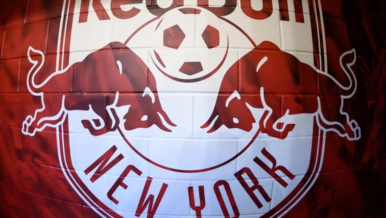 May 8, 2019; Harrison, NJ, USA; General view of the New York Red Bulls logo on the wall prior to the game between the New York Red Bulls and the Montreal Impact at Red Bull Arena. Mandatory Credit: Douglas DeFelice-USA TODAY Sports