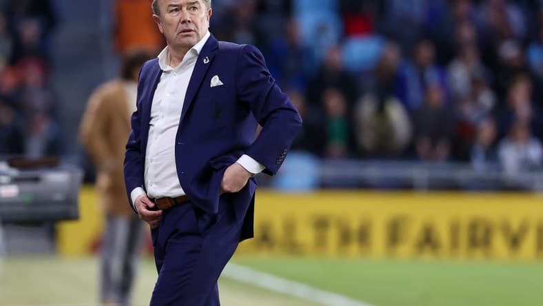 Mar 19, 2022; Saint Paul, Minnesota, USA; Minnesota United head coach Adrian Heath looks on during the first half against the San Jose Earthquakes at Allianz Field. Mandatory Credit: Matt Krohn-USA TODAY Sports