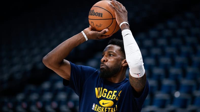 Apr 1, 2022; Denver, Colorado, USA; Denver Nuggets forward Jeff Green (32) warms up before the game against the Minnesota Timberwolves at Ball Arena. Mandatory Credit: Isaiah J. Downing-USA TODAY Sports