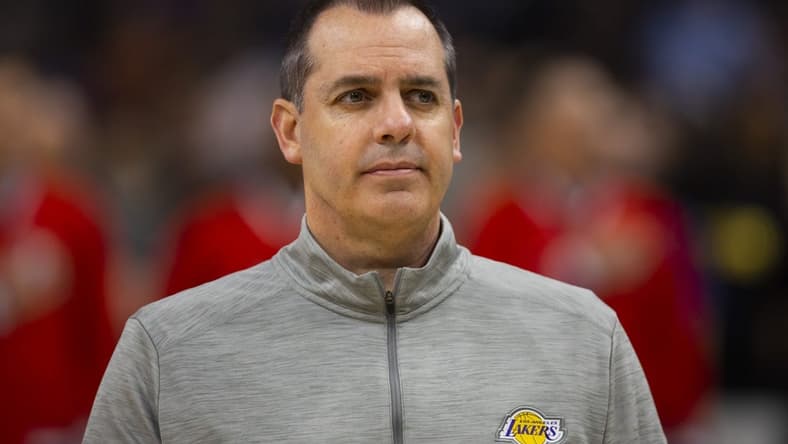 Apr 5, 2022; Phoenix, Arizona, USA; Los Angeles Lakers head coach Frank Vogel against the Phoenix Suns at Footprint Center. Mandatory Credit: Mark J. Rebilas-USA TODAY Sports