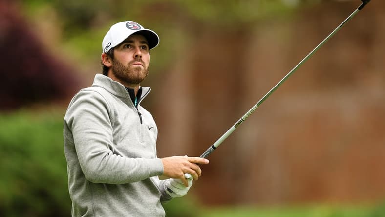 May 8, 2022; Potomac, Maryland, USA; Matthew Wolff plays his shot from the seventh tee during the final round of the Wells Fargo Championship golf tournament. Mandatory Credit: Scott Taetsch-USA TODAY Sports