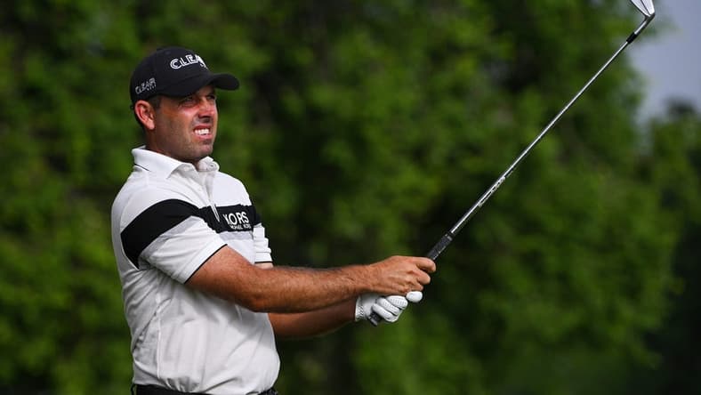 May 20, 2022; Tulsa, OK, USA; Charl Schwartzel plays his shot from the 11th tee during the second round of the PGA Championship golf tournament at Southern Hills Country Club. Mandatory Credit: Orlando Ramirez-USA TODAY Sports