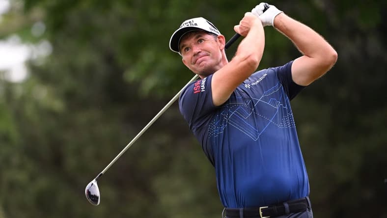 May 20, 2022; Tulsa, Oklahoma, USA; Padraig Harrington plays his shot from the seventh tee during the second round of the PGA Championship golf tournament at Southern Hills Country Club. Mandatory Credit: Orlando Ramirez-USA TODAY Sports