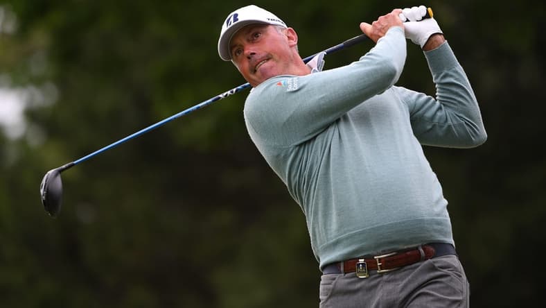 May 21, 2022; Tulsa, OK, USA; Matt Kuchar plays his shot from the seventh tee during the third round of the PGA Championship golf tournament at Southern Hills Country Club. Mandatory Credit: Orlando Ramirez-USA TODAY Sports