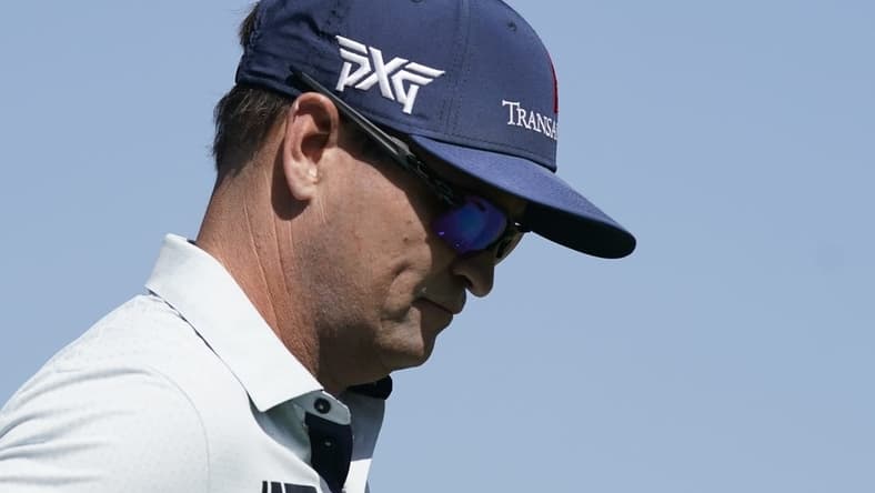 May 28, 2022; Fort Worth, Texas, USA; Zach Johnson walks down the 11th fairway during the third round of the Charles Schwab Challenge golf tournament. Mandatory Credit: Raymond Carlin III-USA TODAY Sports