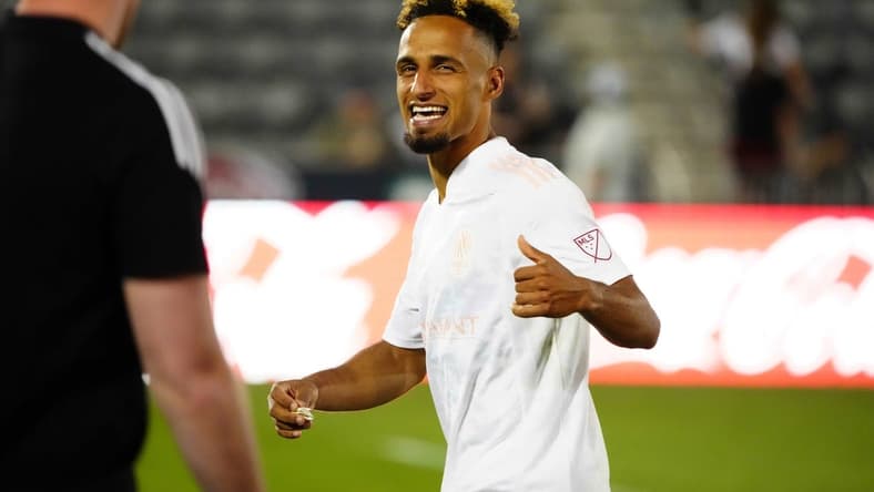 May 28, 2022; Commerce City, Colorado, USA; Nashville SC midfielder Hany Mukhtar (10) reacts following the win over the Colorado Rapids at Dick's Sporting Goods Park. Mandatory Credit: Ron Chenoy-USA TODAY Sports