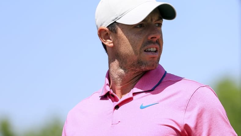 Jun 5, 2022; Dublin, Ohio, USA; Rory McIlroy stands at the first tee during the final round of the Memorial Tournament. Mandatory Credit: Aaron Doster-USA TODAY Sports