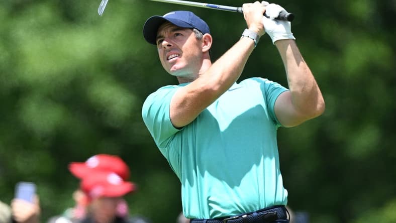 Jun 10, 2022; Etobicoke, Ontario, CAN; Rory McIlroy hits his tee shot at the third hole during the second round of the RBC Canadian Open golf tournament. Mandatory Credit: Dan Hamilton-USA TODAY Sports