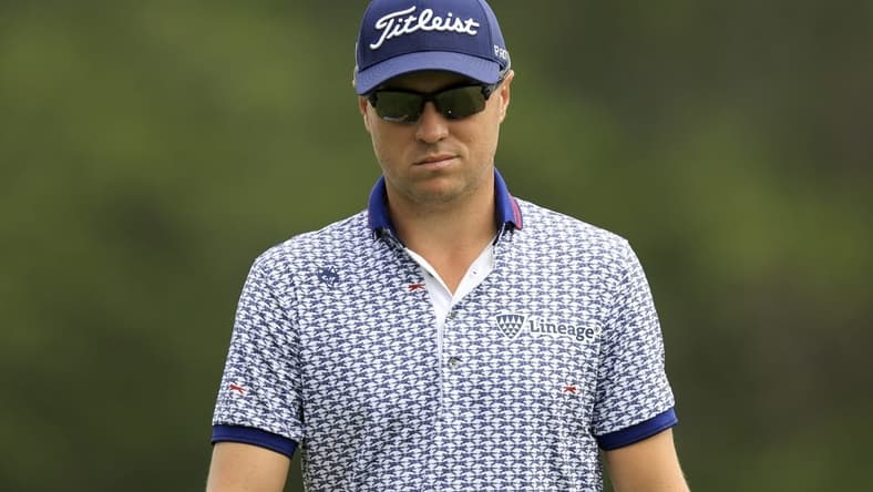 Jun 17, 2022; Brookline, Massachusetts, USA; Justin Thomas walks on the 17th fairway during the second round of the U.S. Open golf tournament at The Country Club. Mandatory Credit: Aaron Doster-USA TODAY Sports