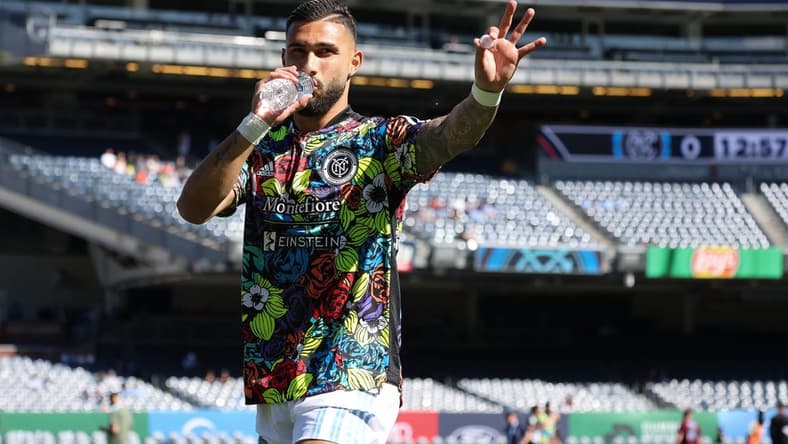 Jun 19, 2022; New York, New York, USA; New York City FC midfielder Valentin Castellanos (11) on the pitch before the game against the Colorado Rapids at Yankee Stadium. Mandatory Credit: Vincent Carchietta-USA TODAY Sports