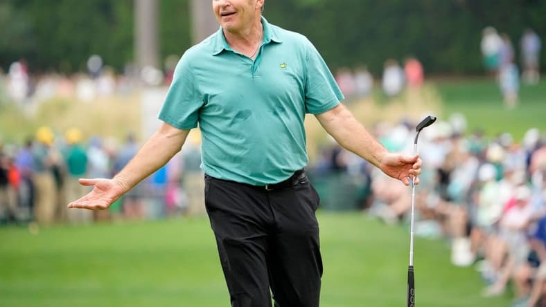 Nick Faldo reacts after just missing a putt on No. 7 during the Par 3 Contest at The Masters in 2022.

Usp Golf Masters Tournament Par 3 Contest S Glf Usa Ga