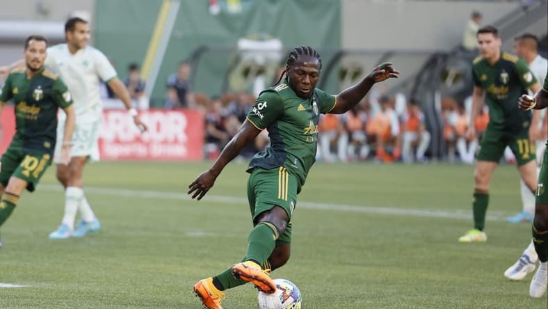 Jun 25, 2022; Portland, Oregon, USA; Portland Timbers midfielder Yimmi Chara (23) controls the ball during the first half against the Colorado Rapids at Providence Park. Mandatory Credit: Soobum Im-USA TODAY Sports