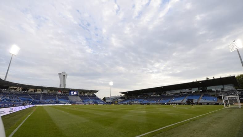 Aug 27, 2021; Montreal, Quebec, CAN; General view of the pitch before the game between the Toronto FC and CF Montreal at Stade Saputo. Mandatory Credit: Eric Bolte-USA TODAY Sports