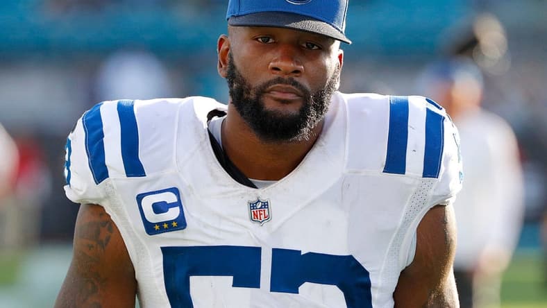 Indianapolis Colts outside linebacker Darius Leonard (53) leaves the field after losing to the Jacksonville Jaguars on Sunday, Jan. 9, 2022, at TIAA Bank Field in Jacksonville, Fla. The Colts lost 11-26.
The Indianapolis Colts Versus Jacksonville Jaguars On Sunday Jan 9 2022 Tiaa Bank Field In Jacksonville Fla