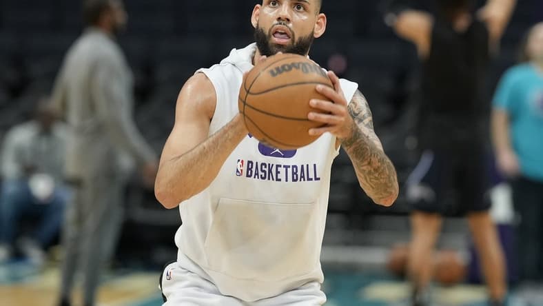 Apr 7, 2022; Charlotte, North Carolina, USA; Charlotte Hornets forward Cody Martin (11) during pregame warm ups against the Orlando Magic at Spectrum Center. Mandatory Credit: Jim Dedmon-USA TODAY Sports