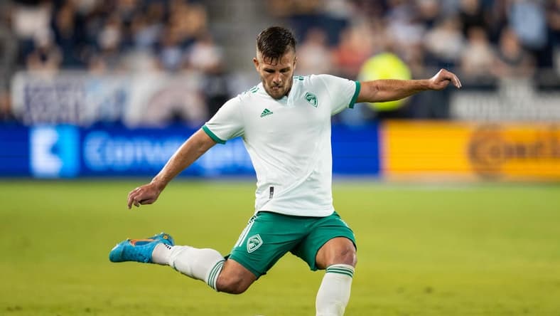 May 18, 2022; Kansas City, Kansas, USA; Colorado Rapids forward Diego Rubio (11) shoots against Sporting Kansas City during the second half at Children's Mercy Park. Mandatory Credit: Jay Biggerstaff-USA TODAY Sports