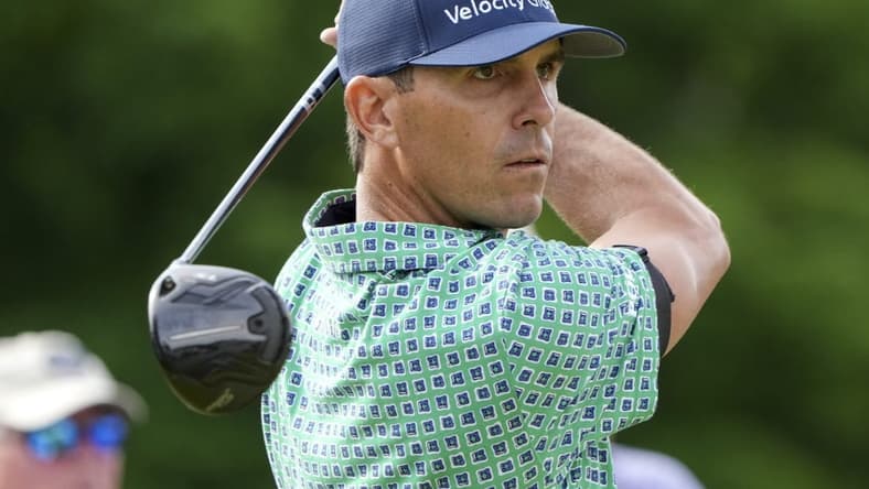 Jun 16, 2022; Brookline, Massachusetts, USA; Billy Horschel plays his shot from the third tee during the first round of the U.S. Open golf tournament at The Country Club. Mandatory Credit: John David Mercer-USA TODAY Sports