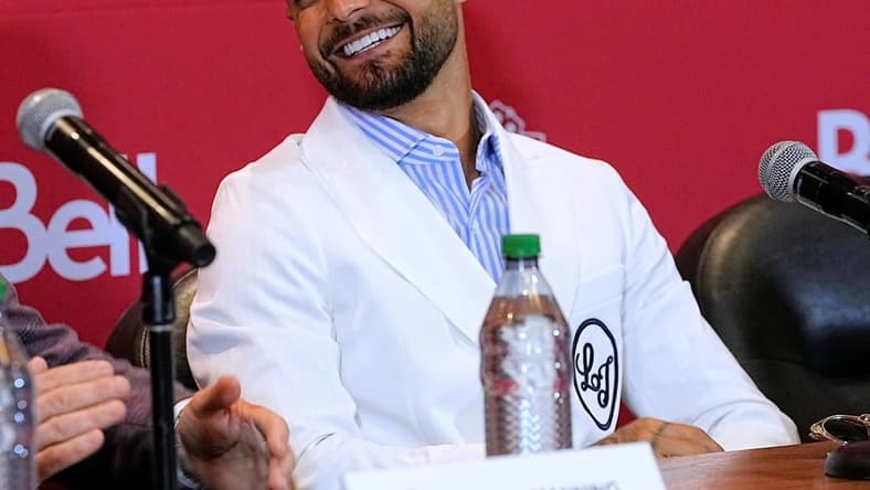Jun 27, 2022; Toronto, Ontario, Canada; Toronto FC designated player Lorenzo Insigne during a press conference at BMO Field. Mandatory Credit: John E. Sokolowski-USA TODAY Sports