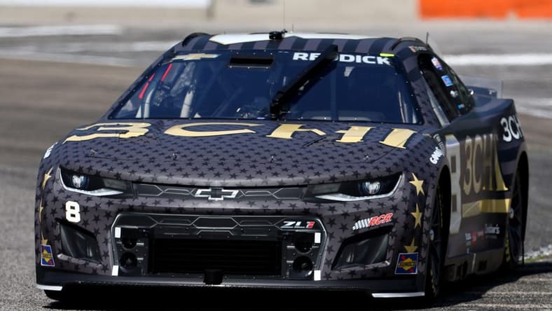 Jul 2, 2022; Elkhart Lake, Wisconsin, USA; NASCAR Cup Series driver Tyler Reddick (8) during practice for the KWIK TRIP 250 at Road America. Mandatory Credit: Mike Dinovo-USA TODAY Sports