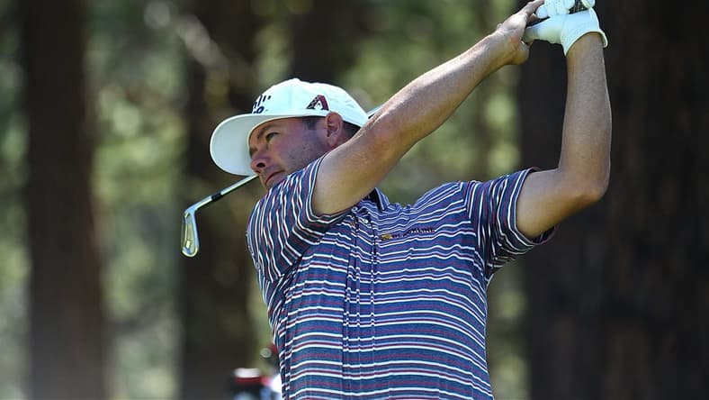 Chez Reavie tees off on the third hole during Friday's round of the Barracuda Championship golf tournament at Old Greenwood in Truckee on July 15, 2022.
Ren Barracuda Golf 2022 01