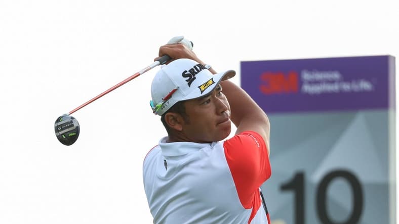 Jul 21, 2022; Blaine, Minnesota, USA; Hideki Matsuyama tees of on the 10th hole during the first round of the 3M Open golf tournament. Mandatory Credit: Matt Krohn-USA TODAY Sports