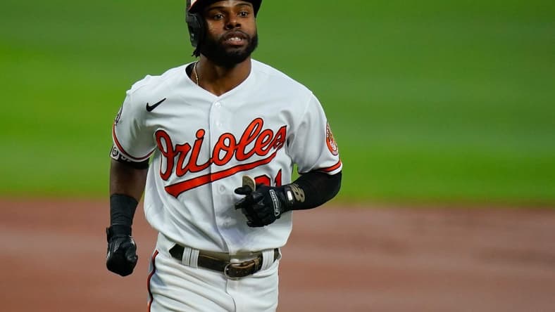 Jul 26, 2022; Baltimore, Maryland, USA; Baltimore Orioles center fielder Cedric Mullins (31) runs the bases after hitting a solo home run in the first inning against the Tampa Bay Rays at Oriole Park at Camden Yards. Mandatory Credit: Tommy Gilligan-USA TODAY Sports