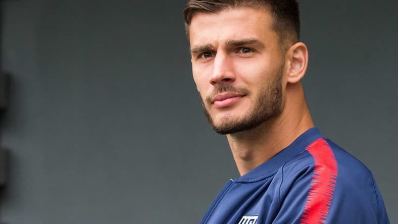 Jun 9, 2019; Cincinnati, OH, USA; United States defender Matt Miazga (19) walks to the locker room before the match during an international friendly soccer match at Nippert Stadium. Mandatory Credit: Trevor Ruszkowski-USA TODAY Sports