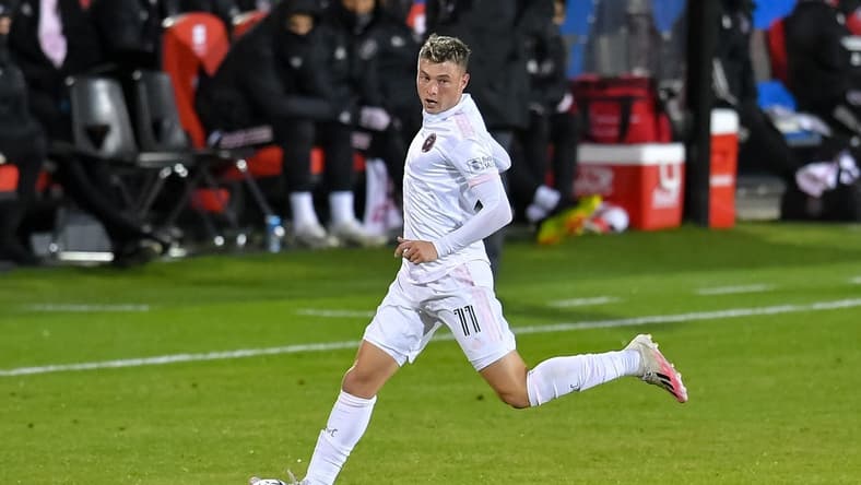 Oct 28, 2020; Dallas, Texas, USA; Inter Miami midfielder Matias Pellegrini (11) looks downfield during the first half against FC Dallas at Toyota Stadium. Mandatory Credit: Tim Flores-USA TODAY Sports