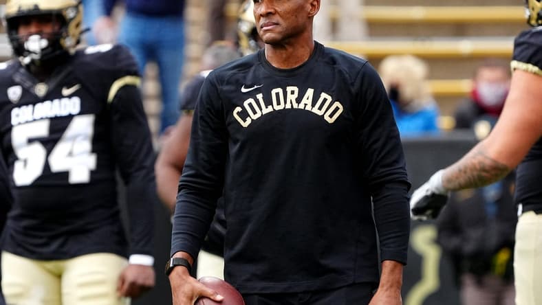 Nov 20, 2021; Boulder, Colorado, USA; Colorado Buffaloes head coach Karl Dorrell before the game against the Washington Huskies  at Folsom Field. Mandatory Credit: Ron Chenoy-USA TODAY Sports