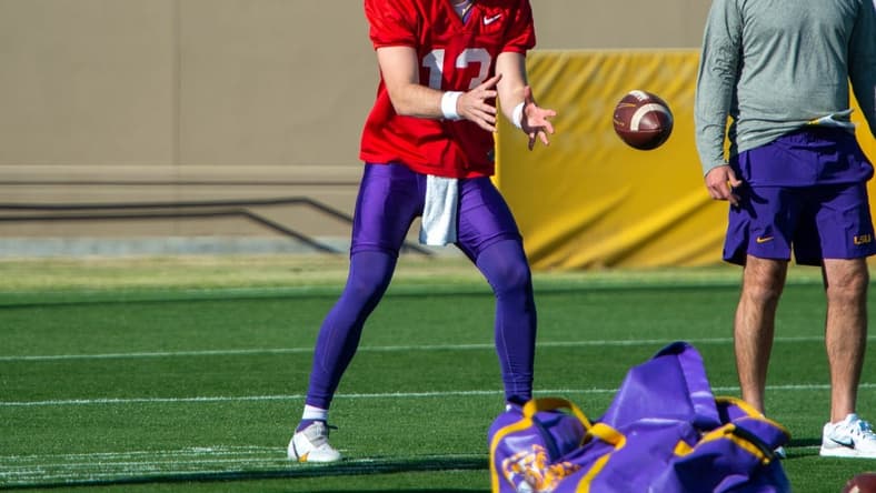 Garrett Nussmeier as LSU Football held its first spring practice of the season under new Head Coach Brian Kelly.  Thursday, March 24, 2022

Lsu Spring Practice 03 24 22