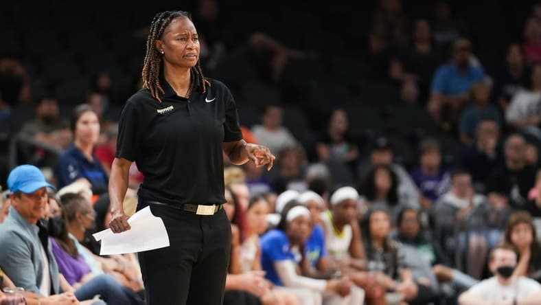 Dallas Wings head coach Vickie Johnson looks out at his team during the first half against the Dallas Wings at the Footprint Center on Thursday, May 19, 2022, in Phoenix.
Uscp 7l2kowuxt4k1aflt91rk2 Original