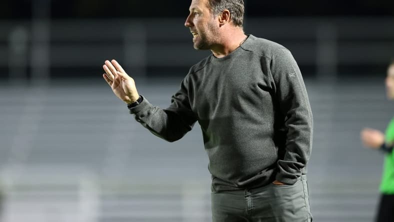 CARY, NC - OCTOBER 13: Head coach Kris Ward of the Washington Spirit during a game between Washington Spirit and North Carolina Courage at Sahlen's Stadium at WakeMed Soccer Park on October 13, 2021 in Cary, North Carolina. Mandatory credit: Andy Mead/ISI Photos via Imagn