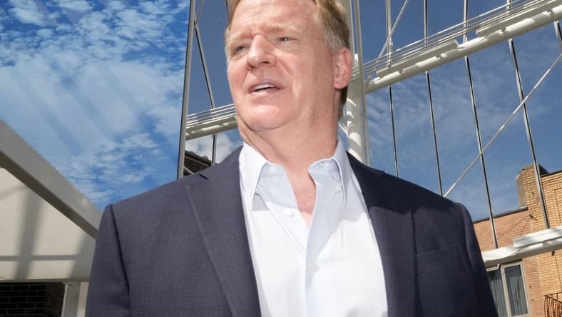 Aug 5, 2022; Canton, OH, USA; NFL commissioner Roger Goodell at the Centennial Plaza. Mandatory Credit: Kirby Lee-USA TODAY Sports