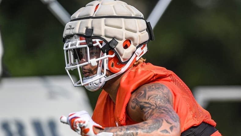 Clemson defensive end Xavier Thomas (3) during the first day of fall football practice at the Allen Reeves Complex in Clemson Friday, August 5, 2022.

Clemson Football First Day Fall Practice