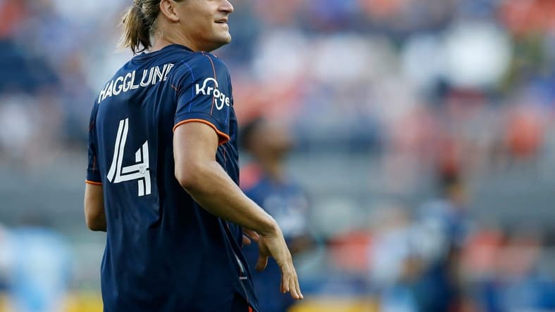 FC Cincinnati defender Nick Hagglund (4) takes the field in the first half of the MLS match between FC Cincinnati and Philadelphia Union at TQL Stadium in Cincinnati on Saturday, Aug. 6, 2022. The game was tied 0-0 at halftime.
Philadelphia Union At Fc Cincinnati