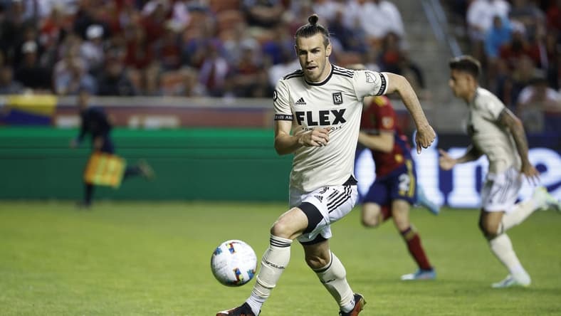 Aug 6, 2022; Sandy, Utah, USA; Los Angeles FC forward Gareth Bale (11) receives the ball in the second half against the Real Salt Lake at Rio Tinto Stadium. Mandatory Credit: Jeffrey Swinger-USA TODAY Sports