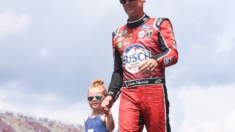 Aug 7, 2022; Brooklyn, Michigan, USA; NASCAR Cup Series driver Kevin Harvick (4) is introduced before the race at Michigan International Speedway. Mandatory Credit: Tim Fuller-USA TODAY Sports