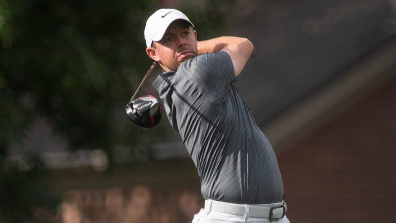 Rory McIlroy hits a drive on the 18th hole during the FedEx St. Jude Championship Pro-Am at TPC Southwind on Wednesday, August 10, 2022, in Memphis, TN.