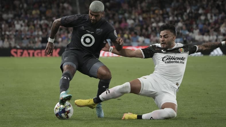 Aug 10, 2022; Saint Paul, MN, USA; MLS defender DeAndre Yedlin (2) of Inter Miami CF fights for the ball during the 2022 MLS All-Star Game at Allianz Field. Mandatory Credit: Kirby Lee-USA TODAY Sports