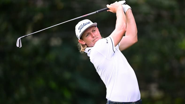 Aug 25, 2022; Atlanta, Georgia, USA; Cameron Smith tees off on the 2nd hole during the first round of the TOUR Championship golf tournament. Mandatory Credit: Adam Hagy-USA TODAY Sports