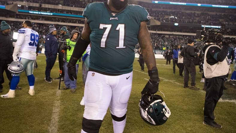 (File Photo) Jason Peters walks the field after after defeating the Dallas Cowboys 17-9 Sunday night.

Sports Eagles Cowboys